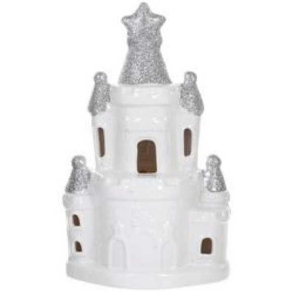 Lila & Jack Silver White Ceramic Castle Cordless Night Light NWT/NEW - Picture 1 of 15